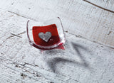 Photo of Silver heart &amp; Red 6cm Earring Dish