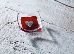 Photo of Silver heart & Red 6cm Earring Dish