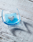 Photo of silver heart &amp; turquoise 6cm earring dish