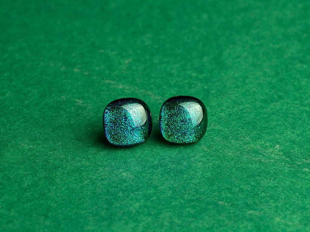 Green Stud Earrings Jo Downs Handmade Glass